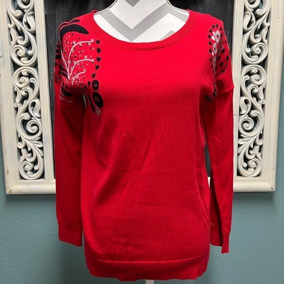 Cynthia Rowley Red Crew Neck Sweater - Picture 1 of 8
